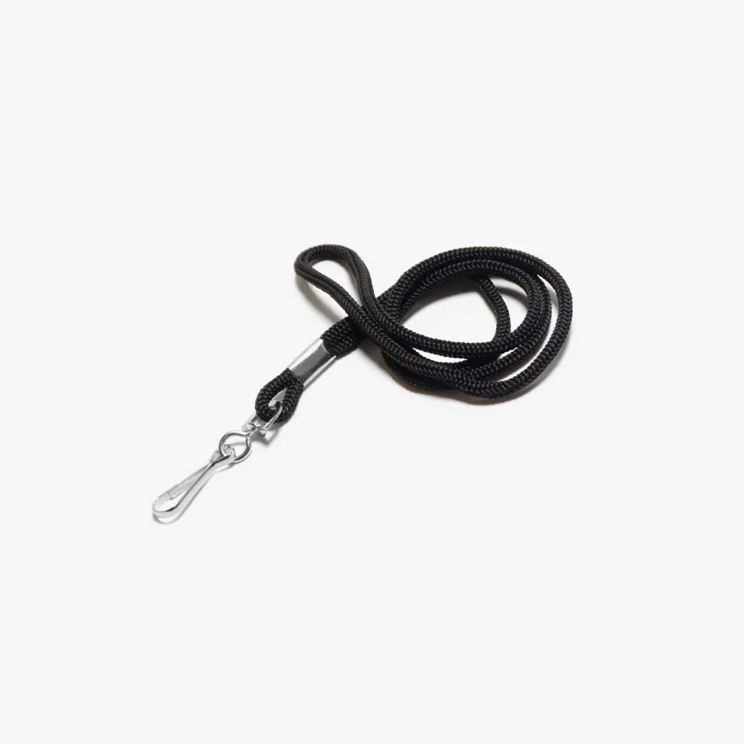 Buy Black 27 Round Cord Lanyard with 2 Swivel Hooks - 1/8 (100pk